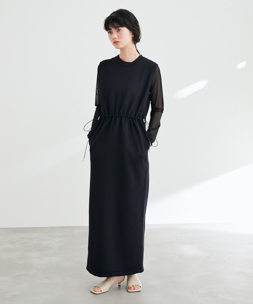 アダムエロペ　ノースリーブワンピース ADAM ET ROPE'（アダムエロペ） 【WEB限定】バイカラーノースリーブ