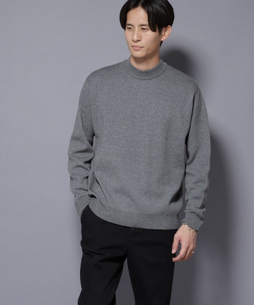 Mサイズ STONE モックネック ニット Mサイズ STONE モックネック ニット 地柄モールモックネックニット(M