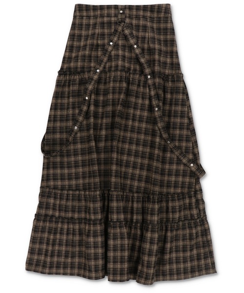NO ROMANCE チェックスカート SPINNS（スピンズ） スカート サスペンダー付きロングスカート