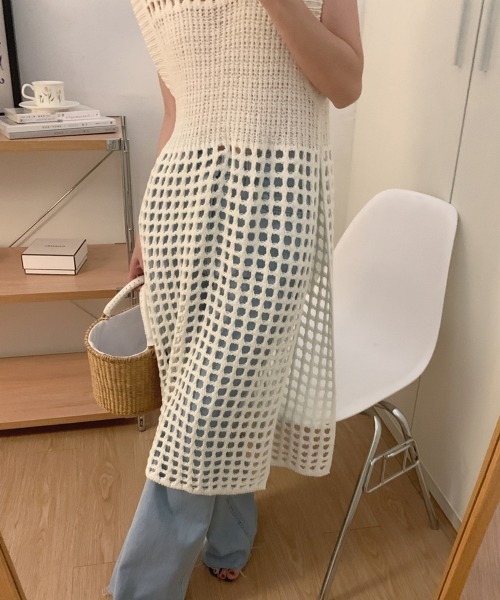 「by muni:r」 ノースリーブワンピース FREE アイボリー レディース_画像4