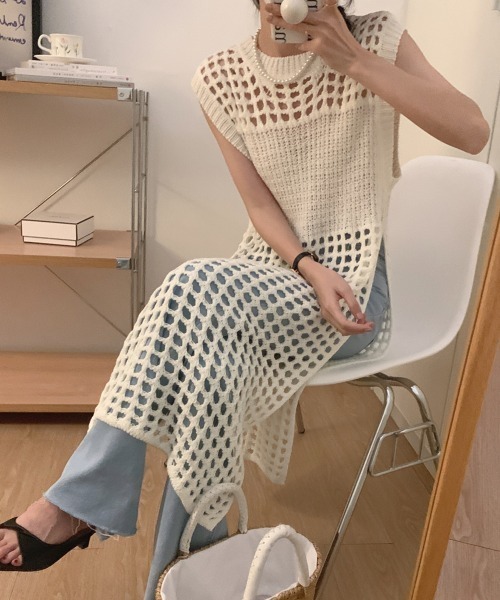 「by muni:r」 ノースリーブワンピース FREE アイボリー レディース_画像7