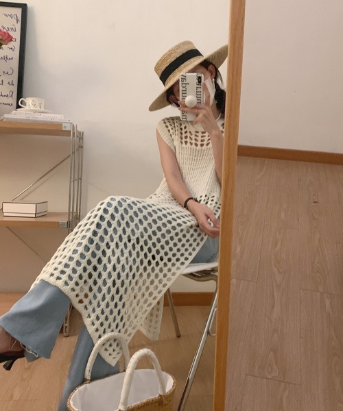 「by muni:r」 ノースリーブワンピース FREE アイボリー レディース_画像8