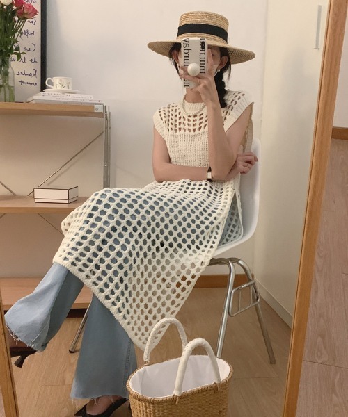 「by muni:r」 ノースリーブワンピース FREE アイボリー レディース_画像9