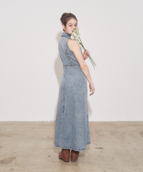 「JUST A NOON」 ノースリーブワンピース MEDIUM ブルー レディース_画像9