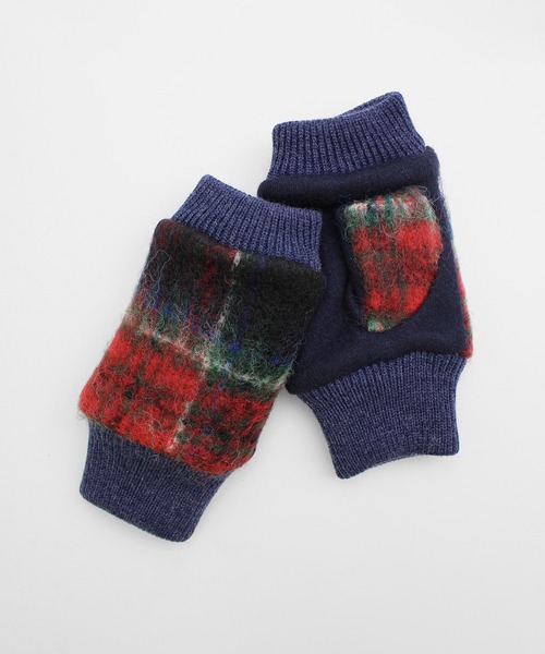 coach タータンチェックグローブ　手袋 KURODA（クロダ） 手袋 タータンチェックフィンガーレスグローブ