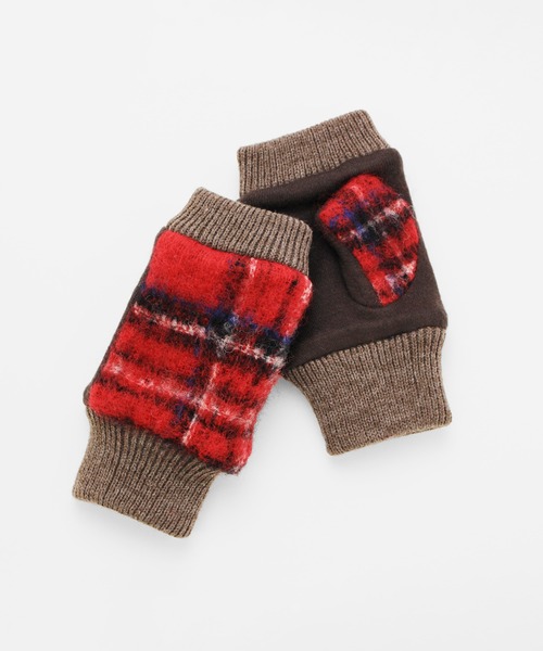 coach タータンチェックグローブ　手袋 KURODA（クロダ） 手袋 タータンチェックフィンガーレスグローブ