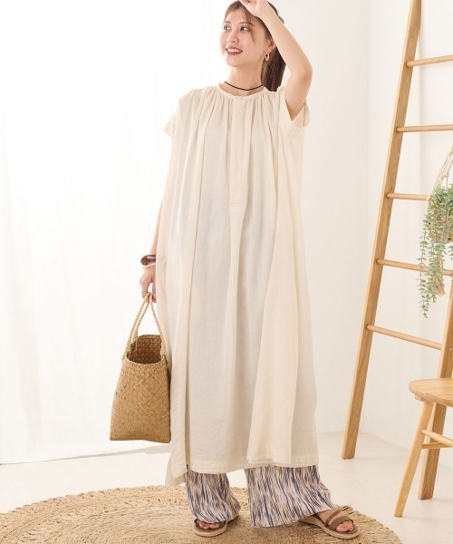 「OMNES」 ノースリーブワンピース FREE ホワイト レディース_画像5