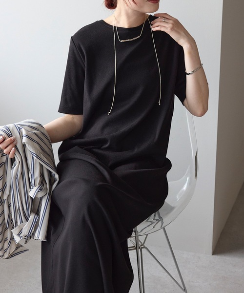 ＆HALF 「noa-ge」半袖ワンピース M ブラック レディース : ZOZOTOWN