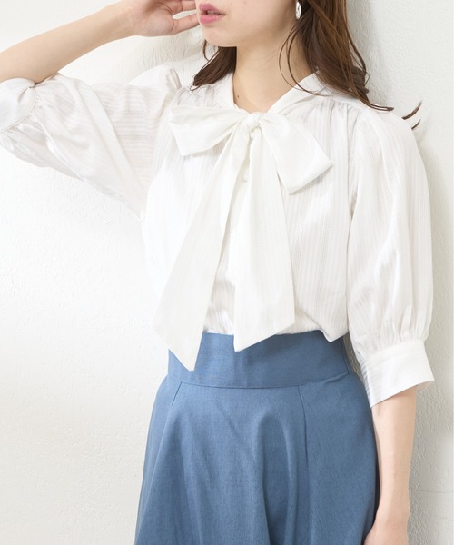「natural couture」 7分袖ブラウス FREE ブルー レディース_画像2