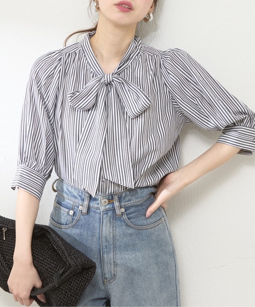 「natural couture」 7分袖ブラウス FREE ブルー レディース_画像3