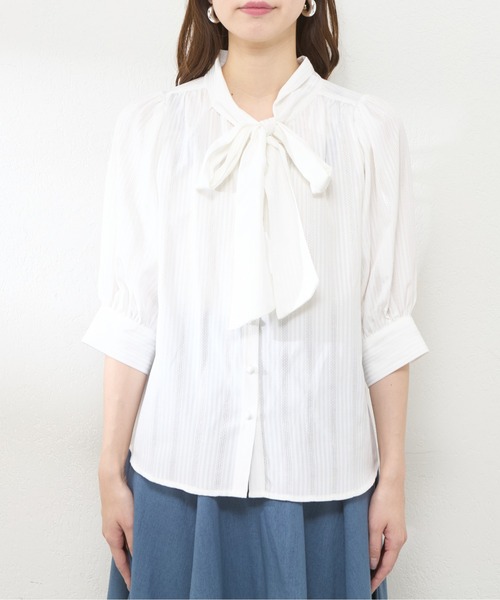 「natural couture」 7分袖ブラウス FREE ブルー レディース_画像4