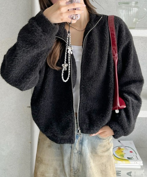 Ada. ブルゾン アウター シャギー ジップ スタンドカラー ブルゾン