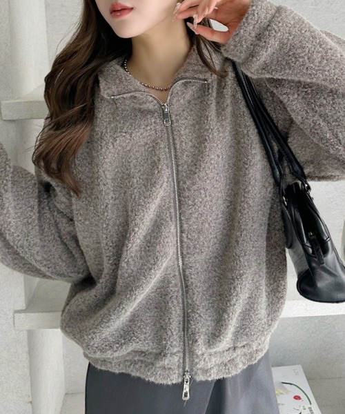 Ada. ブルゾン アウター シャギー ジップ スタンドカラー ブルゾン