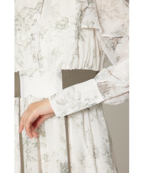 rienda（リエンダ） ワンピース フリルスリーブニットドッキングワンピ