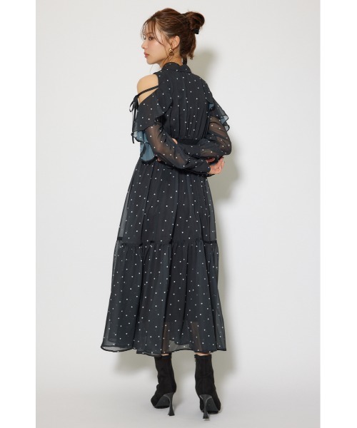 rienda（リエンダ） ワンピース フリルスリーブニットドッキングワンピ