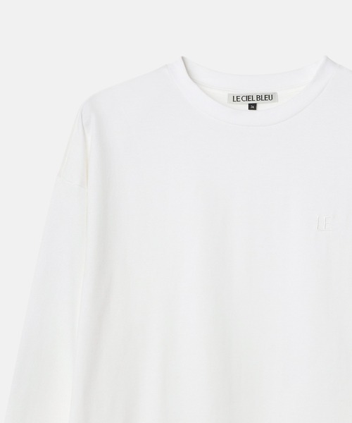 ルシェルブルー　ホワイト　白　長袖　シャツ　カットソー　40 LE CIEL BLEU（ルシェルブルー）の「LCBロゴロングT / LCB Logo Long