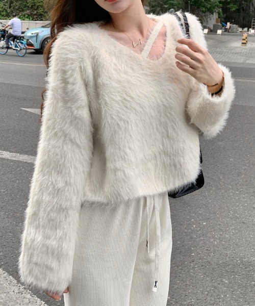 「LADY LIKE」 長袖ニット M ホワイト レディース_画像3