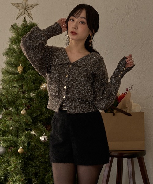 mideal】 グリッターニットアンサンブル美品ニットカーディガン みなまつ mideal（マイディール） カーディガン glitter knit ensemble