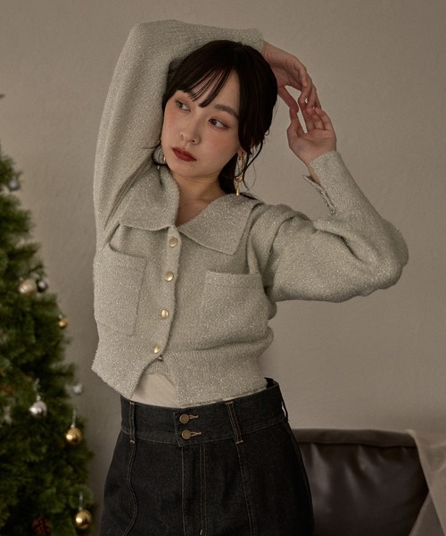 【値下げ】mideal　グリッターニットアンサンブルセット glitter melange knit ensemble / グリッターメランジニット