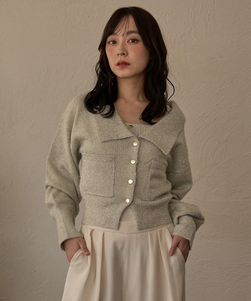新品 mideal グリッターニットアンサンブル mideal（マイディール） カーディガン glitter knit ensemble