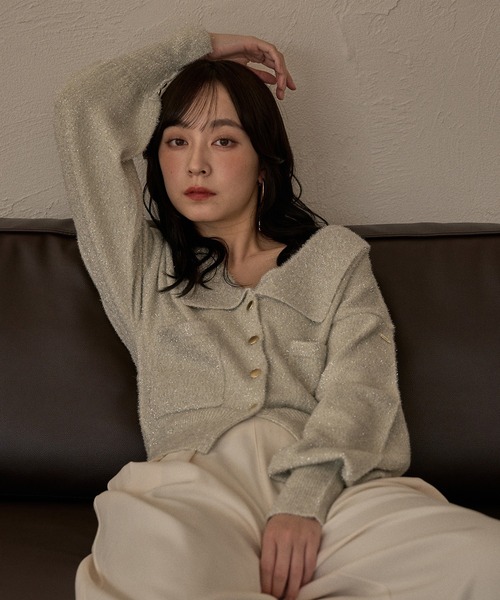 mideal】 グリッターニットアンサンブル美品ニットカーディガン みなまつ mideal（マイディール） カーディガン glitter knit ensemble
