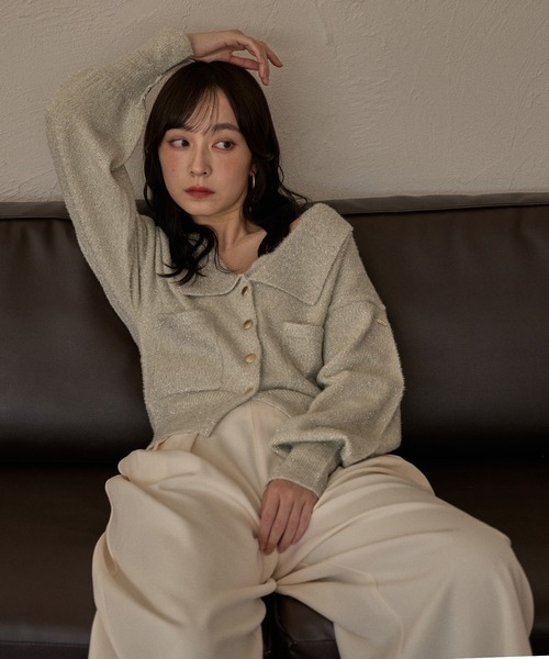 mideal（マイディール） カーディガン glitter knit ensemble