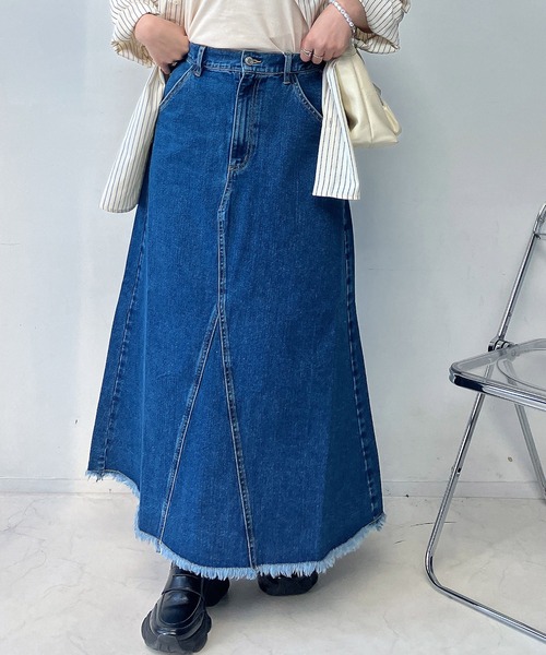AS KNOW AS（アズノゥアズ） デニムスカート リメイク風デニムロング