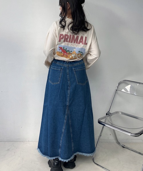 AS KNOW AS（アズノゥアズ） デニムスカート リメイク風デニムロング
