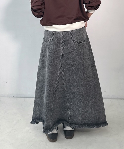 AS KNOW AS（アズノゥアズ） デニムスカート リメイク風デニムロング