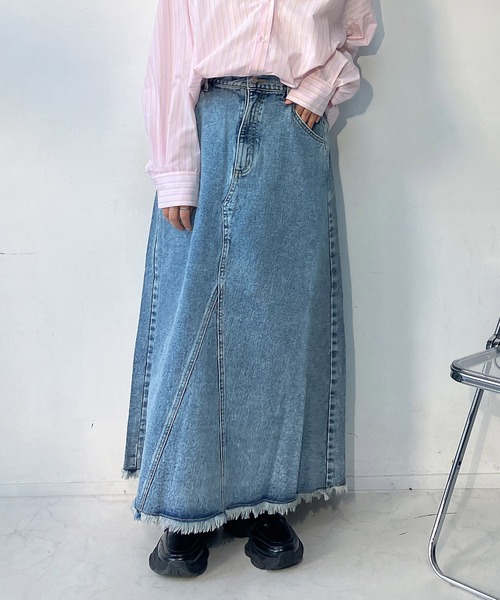 AS KNOW AS（アズノゥアズ） デニムスカート リメイク風デニムロング