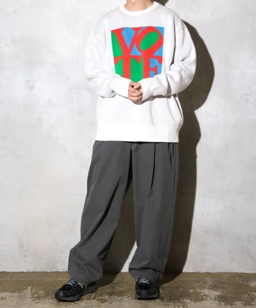 「THRIFTY LOOK」 長袖ニット LARGE ブラック メンズ_画像7