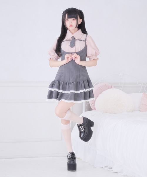 Pal elfy キャミ　ワンピース　セット　2枚目着画 Pal elfy ワンピース ネクタイ付きキャミワンピース : ZOZOTOWN Yahoo