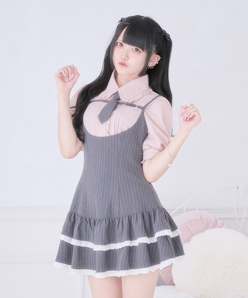 Palelfy パルエルフィー ネクタイ付きキャミワンピース ブラウスセット Pal elfy ワンピース ネクタイ付きキャミワンピース : ZOZOTOWN Yahoo