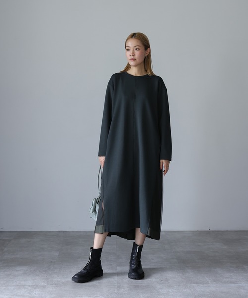 「HERENCIA」 長袖ワンピース MEDIUM ダークカーキ レディースの画像