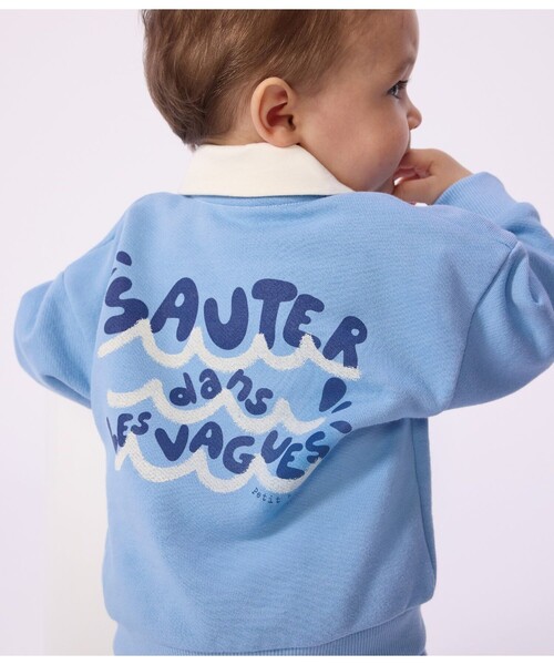 PETIT BATEAU（プチバトー） トレーナー 衿つきプリントスウェットプル