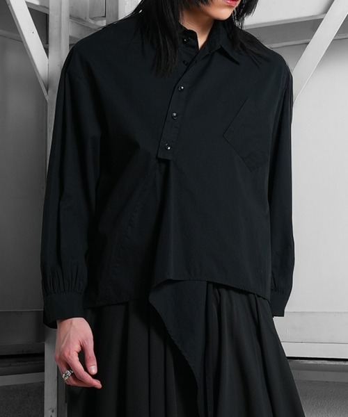 Ruze シャツ Asymmetry back slit fishtail shirt /アシンメトリー