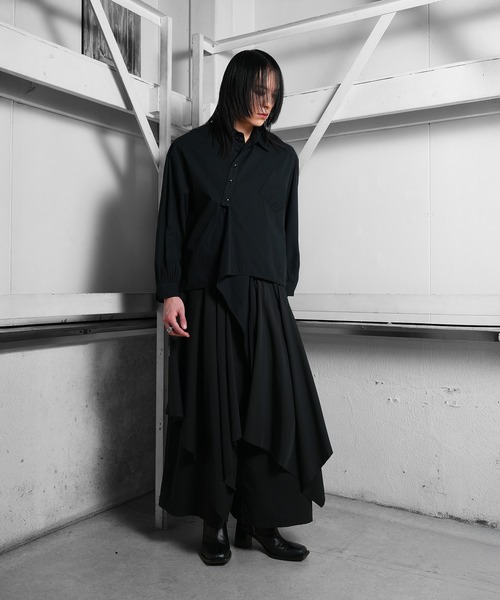 Ruze シャツ Asymmetry back slit fishtail shirt /アシンメトリー