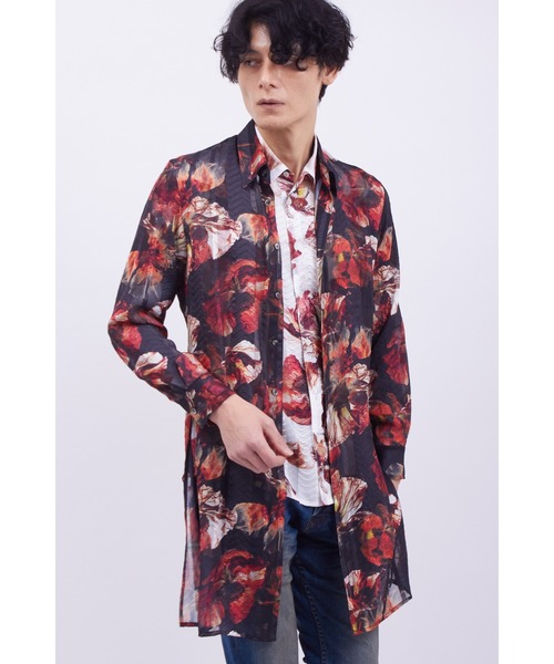 シャツ TORNADO MART∴バイブレーションフラワープリントロングシャツ メンズの画像