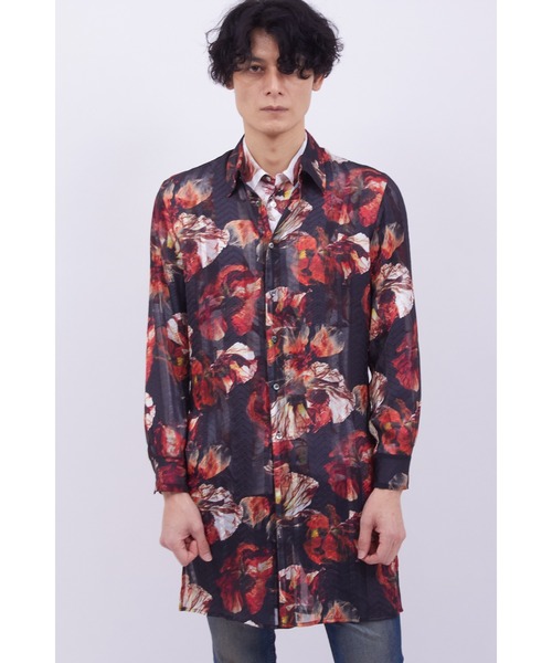 シャツ TORNADO MART∴バイブレーションフラワープリントロングシャツ メンズの画像