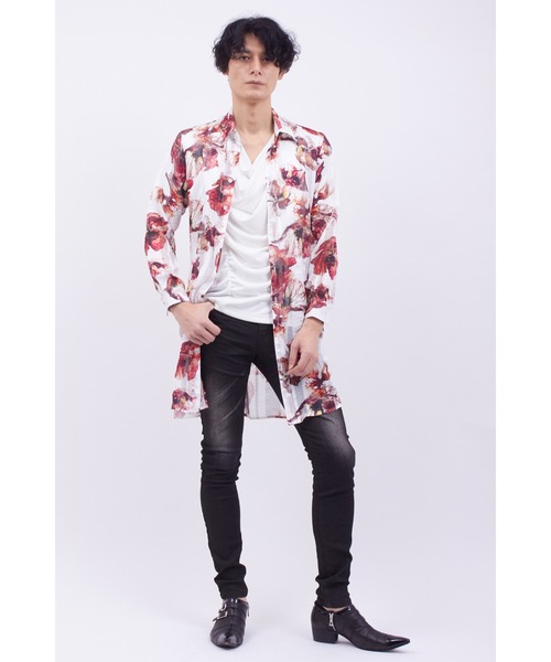 シャツ TORNADO MART∴バイブレーションフラワープリントロングシャツ メンズの画像