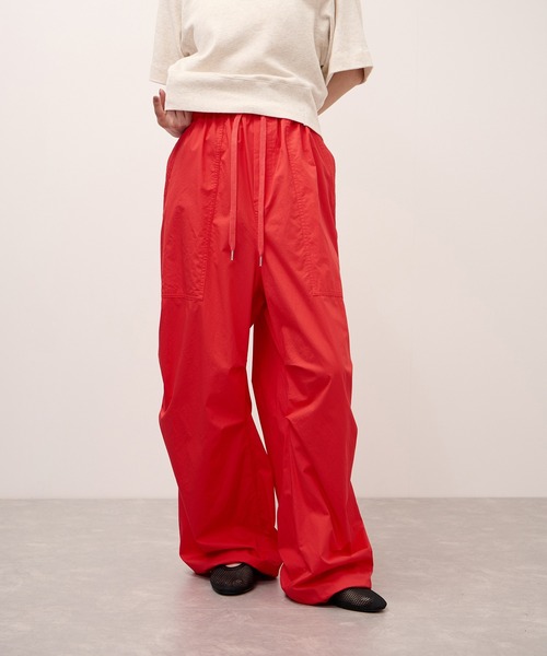 ワイドパンツ パンツ コットンパラシュートパンツ レディースの画像