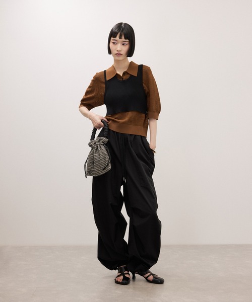 ワイドパンツ パンツ コットンパラシュートパンツ レディースの画像