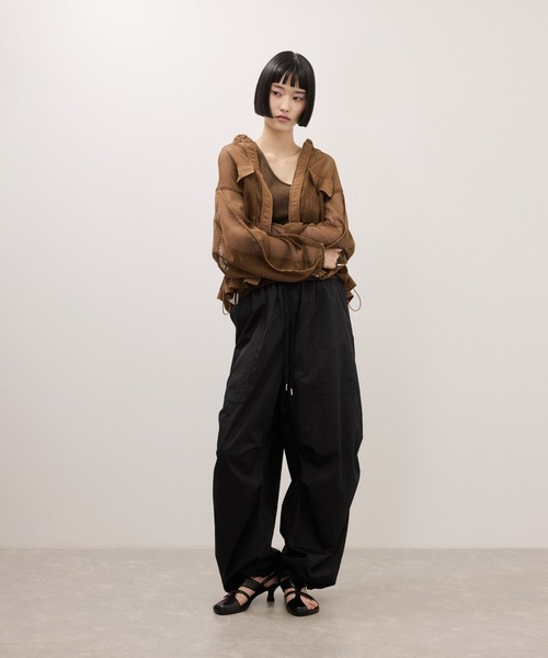 ワイドパンツ パンツ コットンパラシュートパンツ レディースの画像