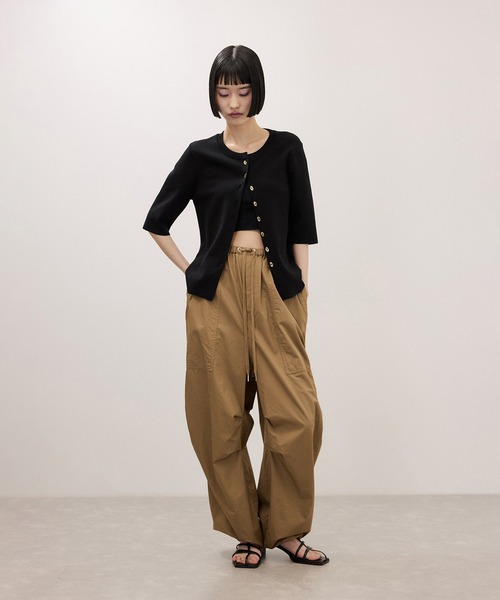 ワイドパンツ パンツ コットンパラシュートパンツ レディースの画像