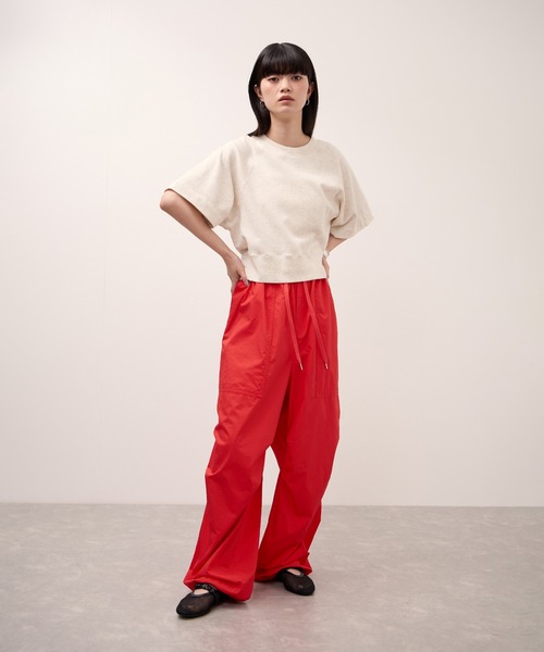 ワイドパンツ パンツ コットンパラシュートパンツ レディースの画像