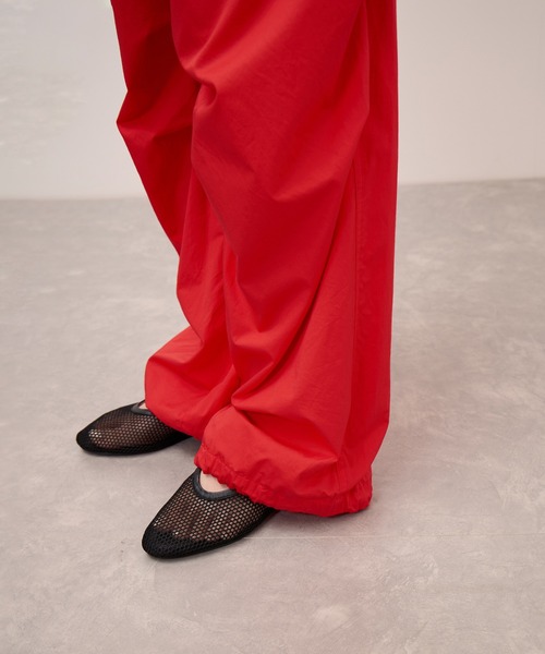 ワイドパンツ パンツ コットンパラシュートパンツ レディースの画像