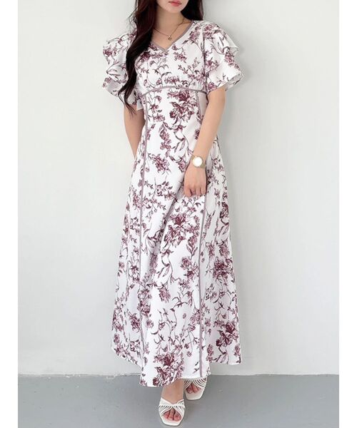MERCURYDUO（マーキュリーデュオ） ワンピース 半袖 花柄バイカラー