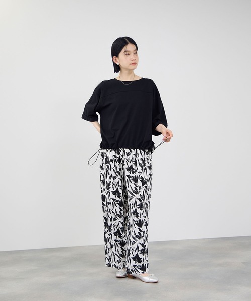 ワイドパンツ パンツ 「Idnes / イドネス」レーヨンリネン ボタニカル