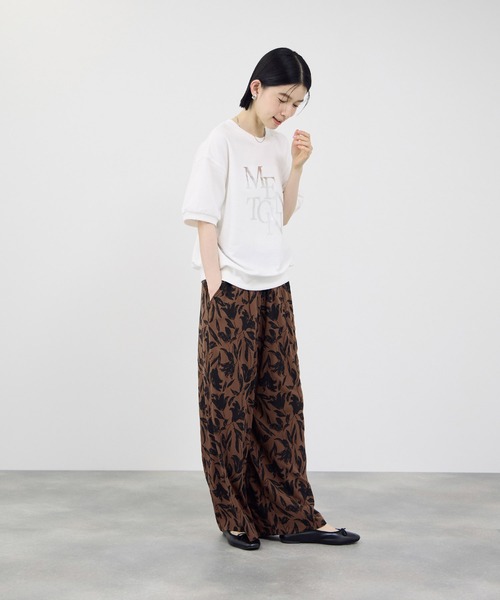 ワイドパンツ パンツ 「Idnes / イドネス」レーヨンリネン ボタニカル