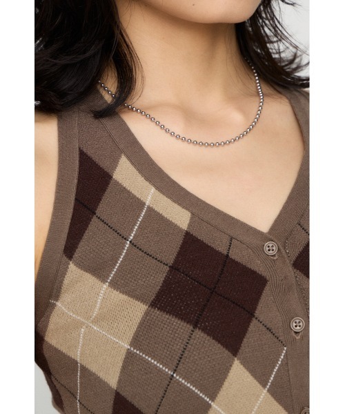 LAGUA GEM（ラグアジェム） ニット セーター ARGYLE HALTER NECK